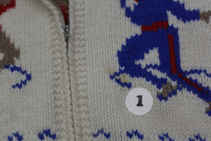 Vintage 1950’s 1960’s Cowichan Sweater Cardigan Ice Skater Ladies