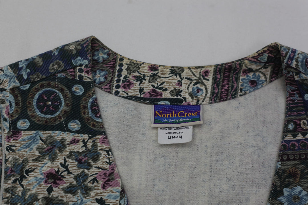 Vintage North Crest Ladies Made In USA Printed Vest