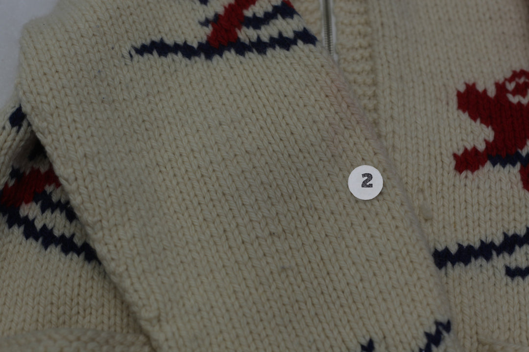 Vintage 1940s Alaskan Cowichan Knit Zipper Ski Sweater Made in the USA