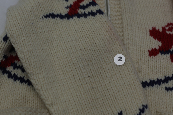 Vintage 1940s Alaskan Cowichan Knit Zipper Ski Sweater Made in the USA