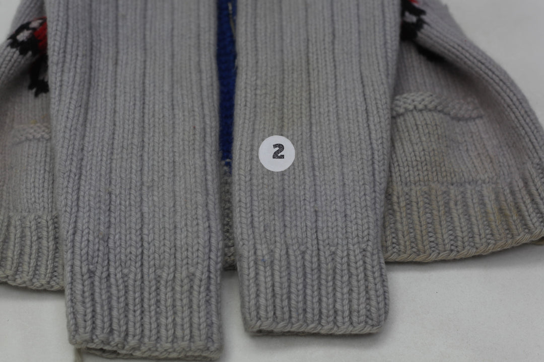 Vintage 50s Hand Knit Wool Cardigan Sweater Shawl Large Mens Race Car