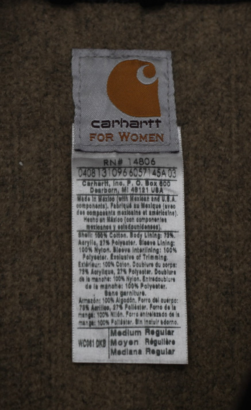 Carhartt Detroit Jacket Women's Sherpa Blanket Lined Work Brown WC061 DKB