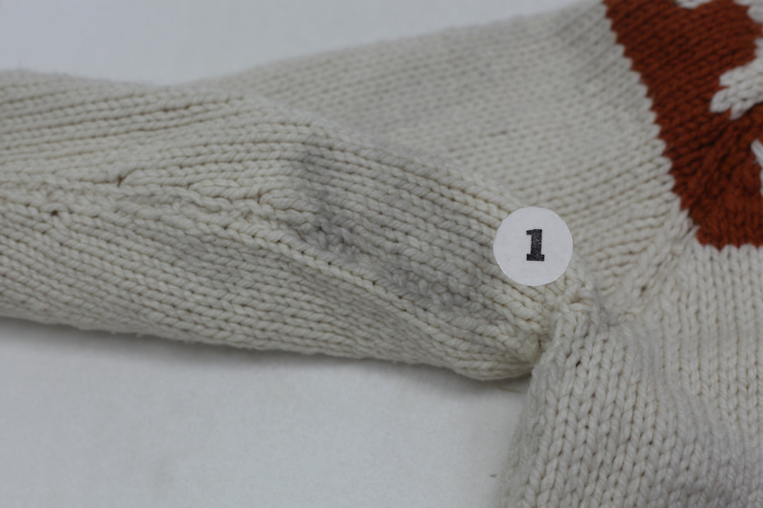 Vintage Ladies Deer Sweater 1960s Wool Knit Cardigan Jacket Wool Knit Zipper Hand Knitted Cowichan Style