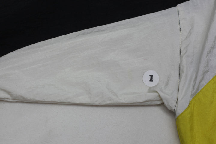 Vintage 90s Adidas Windbreaker Jacket Full Zip Striped Bumble Bee Yellow M