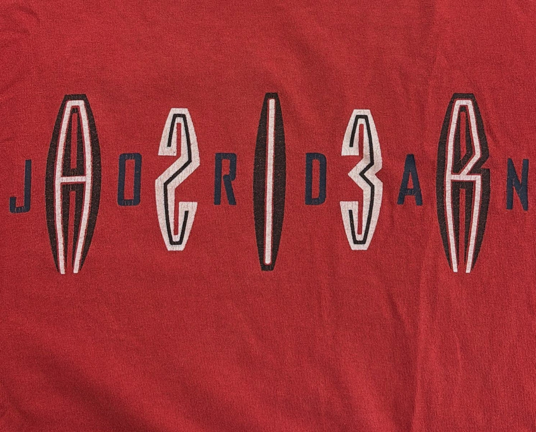 Vintage Nike Jordan Big Logo T-Shirt 90s Single Stitch Distressed Collar