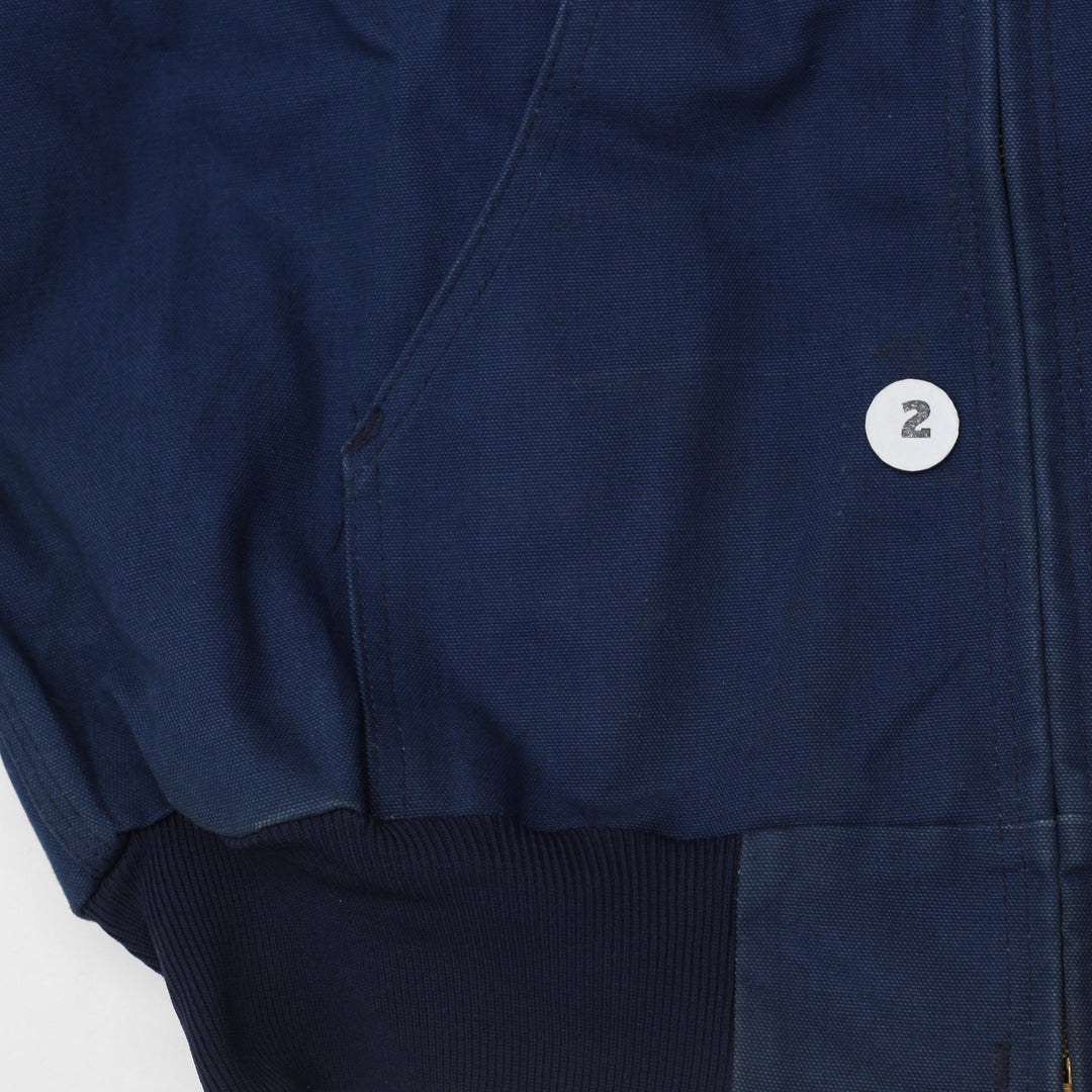 Vintage Mens Carhartt Duck Canvas J03 NVY Zip Up Hooded Jacket