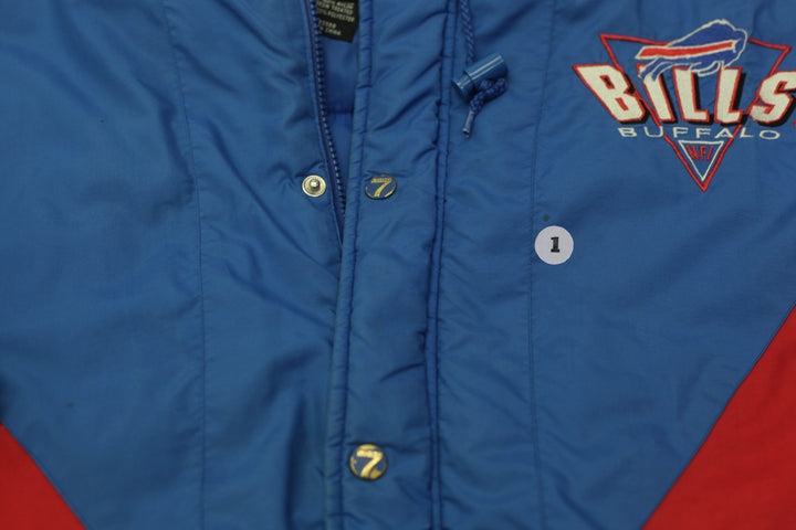 Vintage 90s Team NFL Logo 7 Buffalo Bills Full Zip Puffer Hooded Jacket