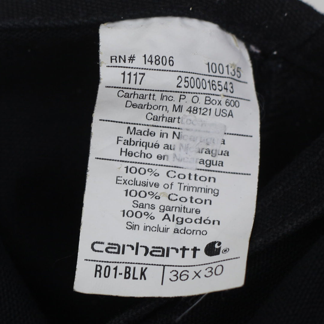 Mens Carhartt R01 BLK Unlined Canvas Double-Knee Workwear Bib Overalls Black