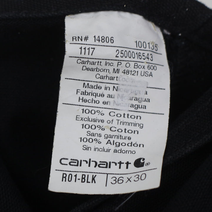 Mens Carhartt R01 BLK Unlined Canvas Double-Knee Workwear Bib Overalls Black