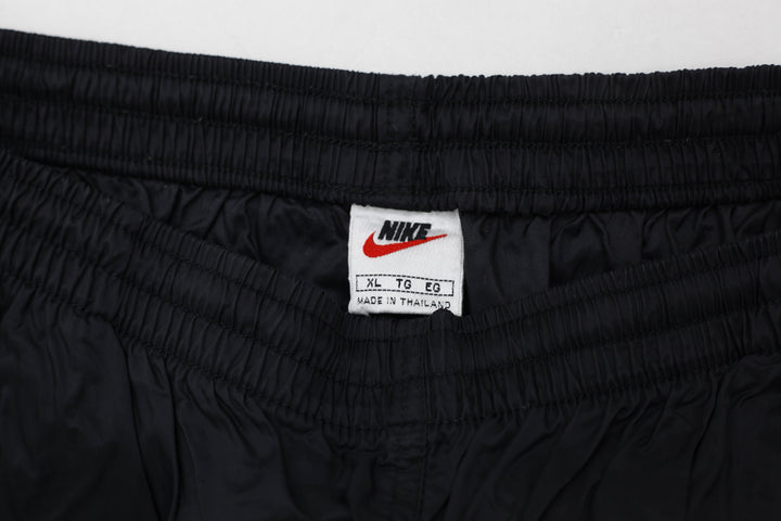 Vintage Embroidered Nike Logo Black Nylon Track Pants