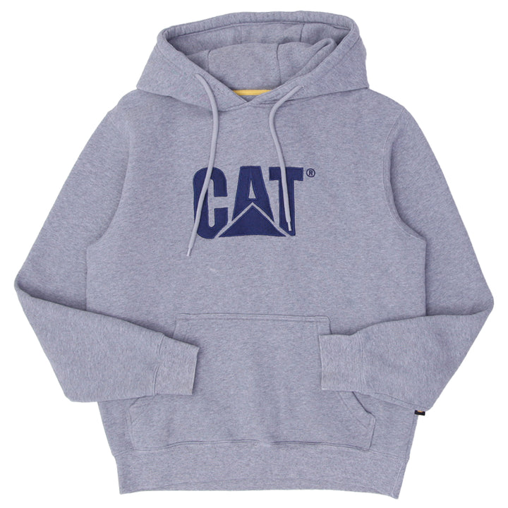 Mens Embroidered CAT Logo Gray Pullover Hoodie