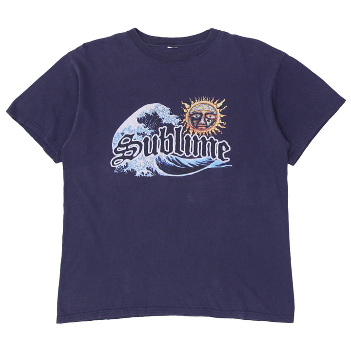 Vintage Sublime Waves And Sun Navy Blue Shirt 2006