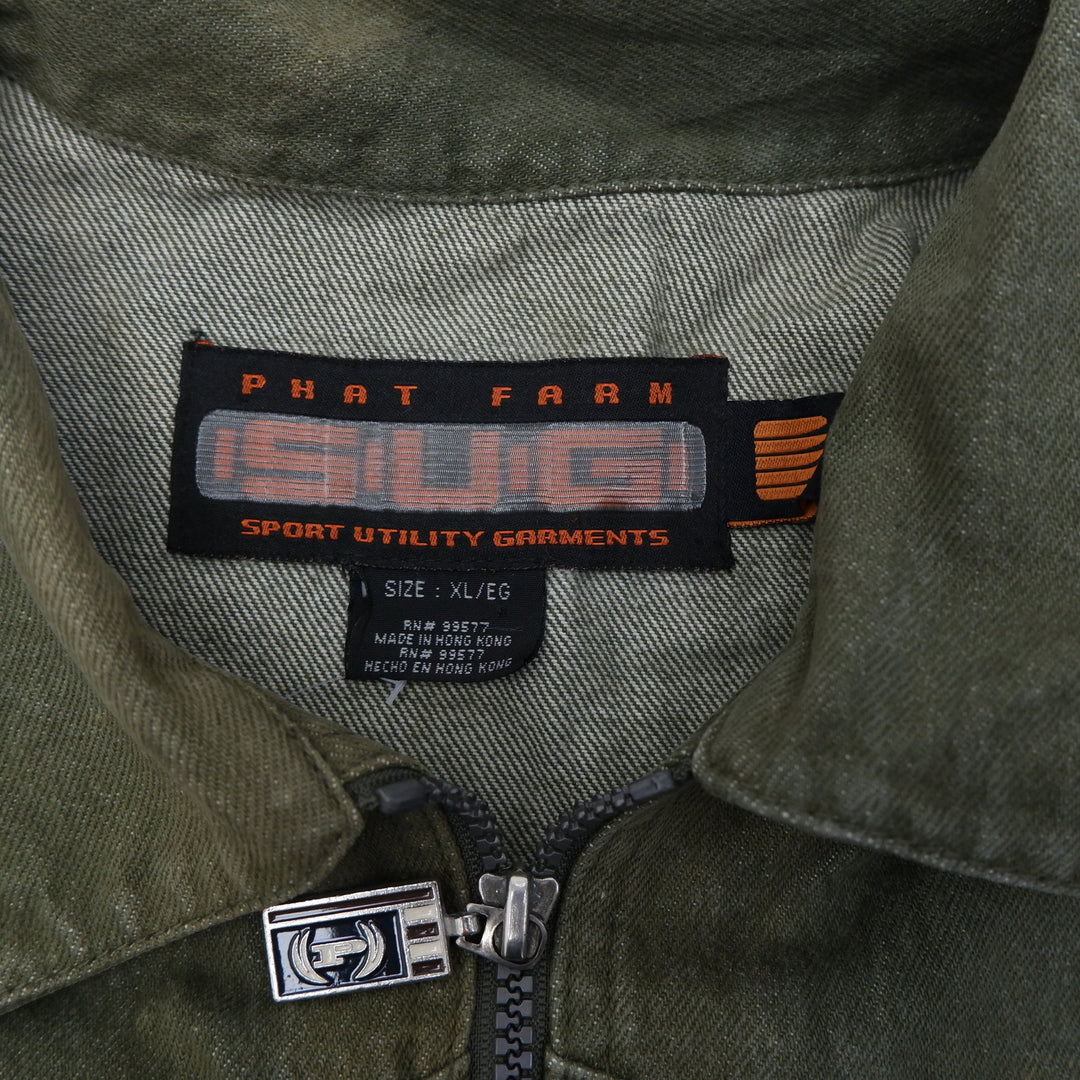 Y2K Mens Phat Farm Sport Utility Full Zip Denim Jacket