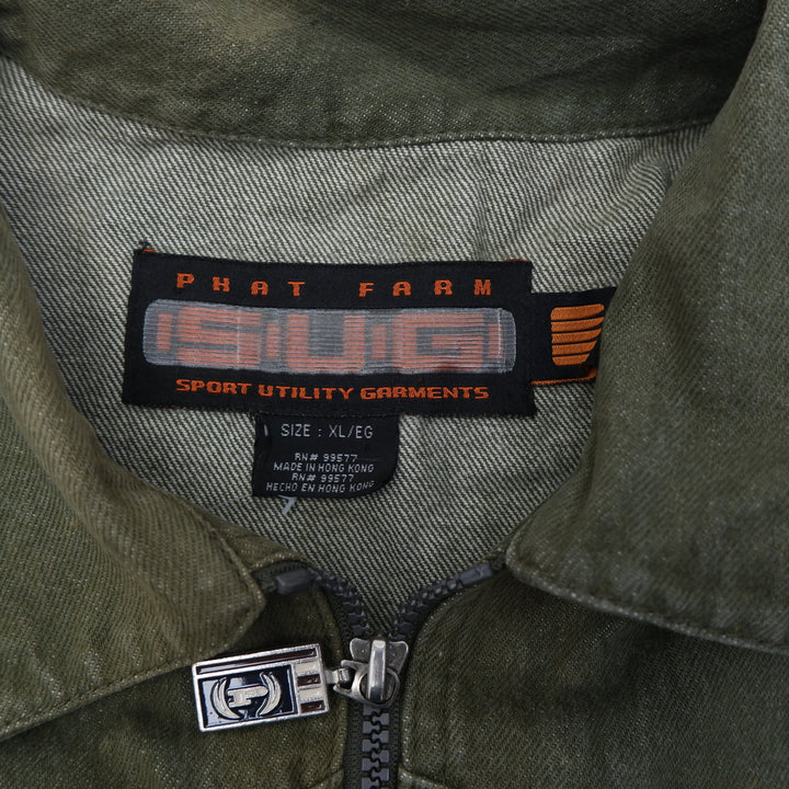 Y2K Mens Phat Farm Sport Utility Full Zip Denim Jacket