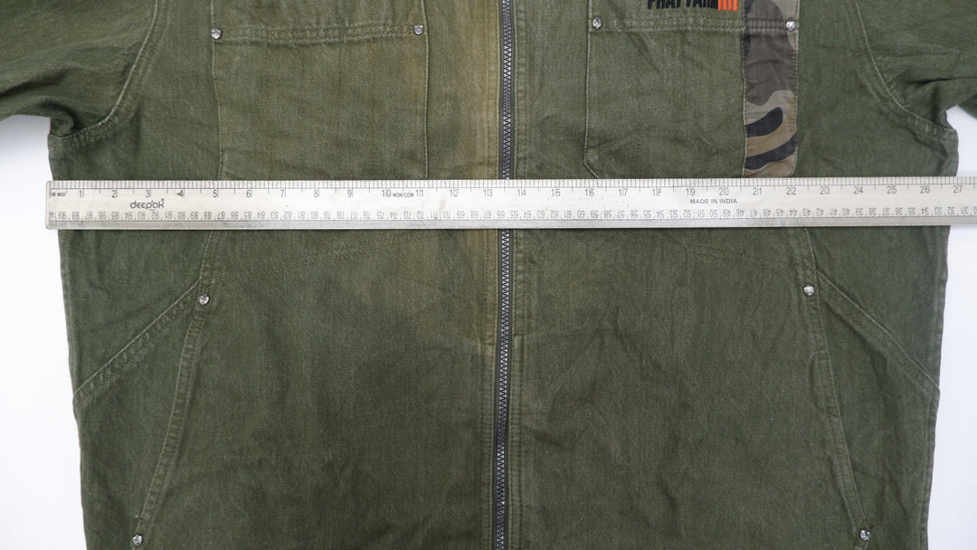 Y2K Mens Phat Farm Sport Utility Full Zip Denim Jacket