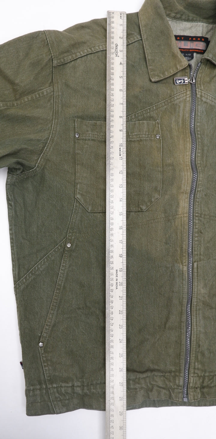 Y2K Mens Phat Farm Sport Utility Full Zip Denim Jacket