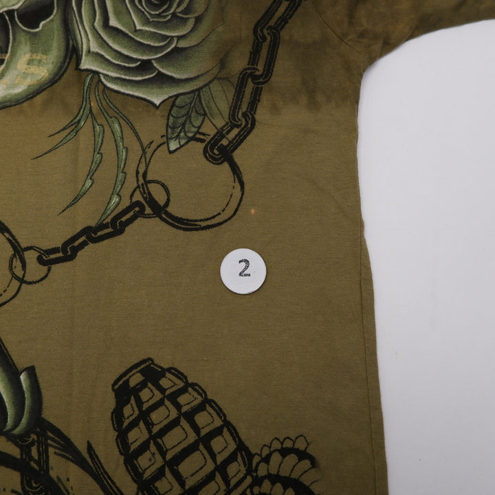 Y2K Mens Christian Audigier Angels Beaded Graphic T-Shirt