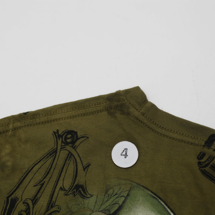 Y2K Mens Christian Audigier Angels Beaded Graphic T-Shirt