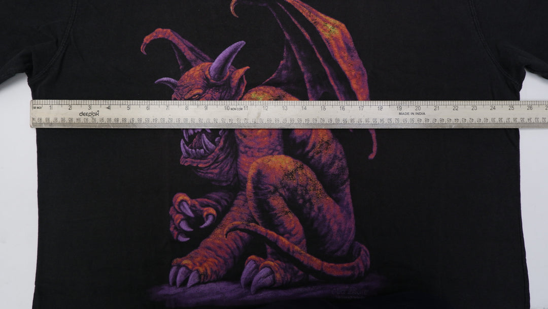 Vintage 00S Wes Benscoter Art T-Shirt Gargoyle Metal Black