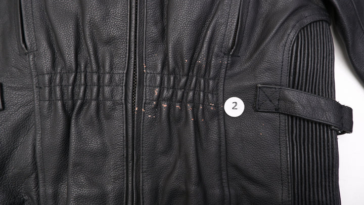 Vintage USA Bikers Dream Apparel Zip Up With Orange Striped Leather Jacket | Migration_Jacket - View 6 | Fashion Rerun