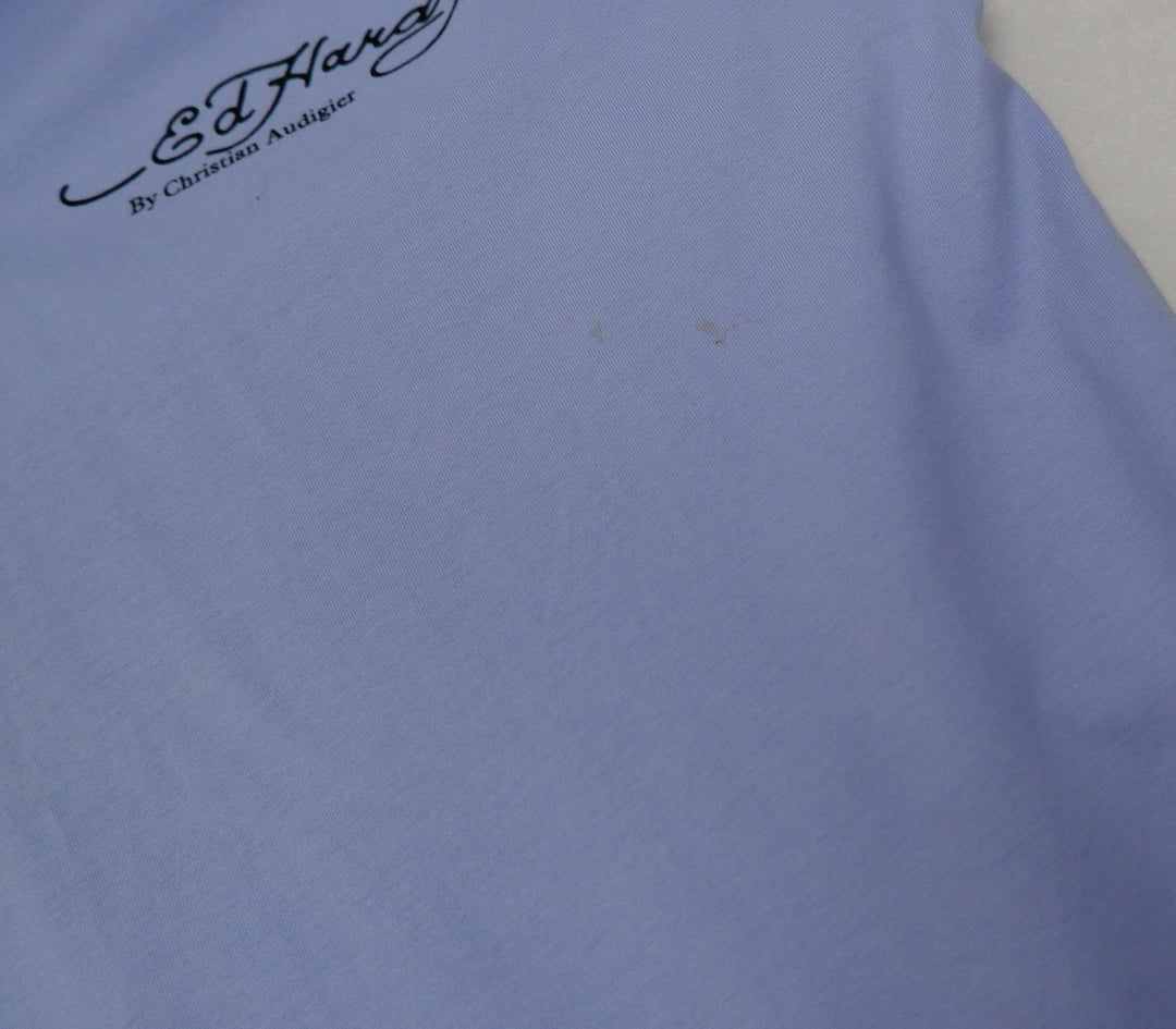 Y2K Mens Ed Hardy By Christian Audigier Beaded Polo T-Shirt