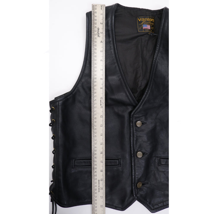 Vintage Vanson Leather Boston Mass Made In USA Side Lace Leather Vest | Migration_Vests - Alternate View | Fashion Rerun