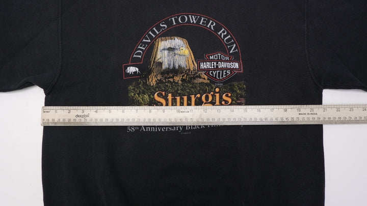 Vintage 1998 Harley-Davidson Sturgis Devils Tower Run Black Sweatshirt