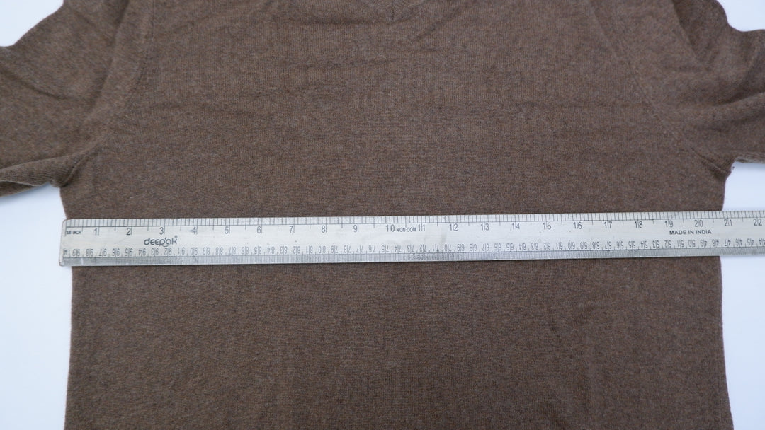 Mens Black Brown 100% Cashmere V-Neck Sweater