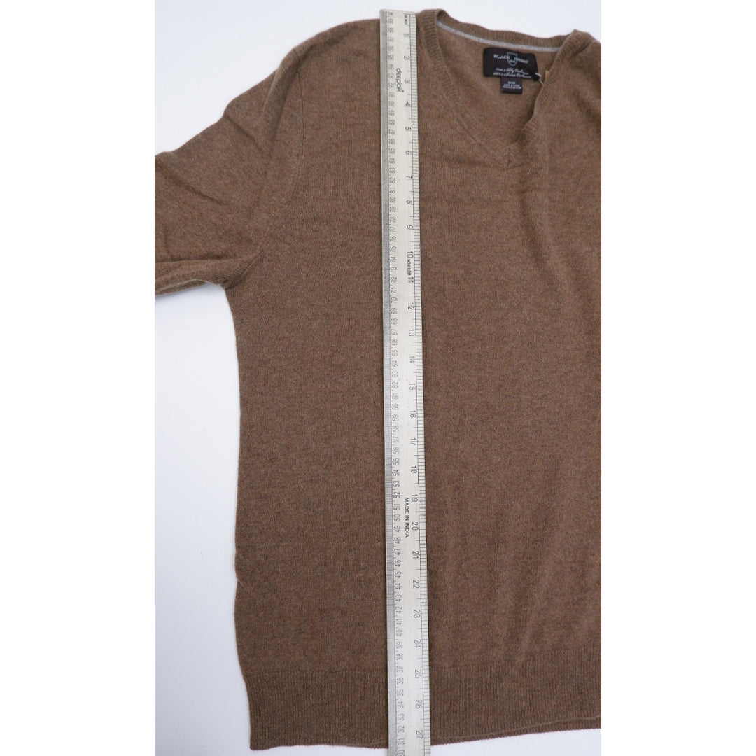 Mens Black Brown 100% Cashmere V-Neck Sweater