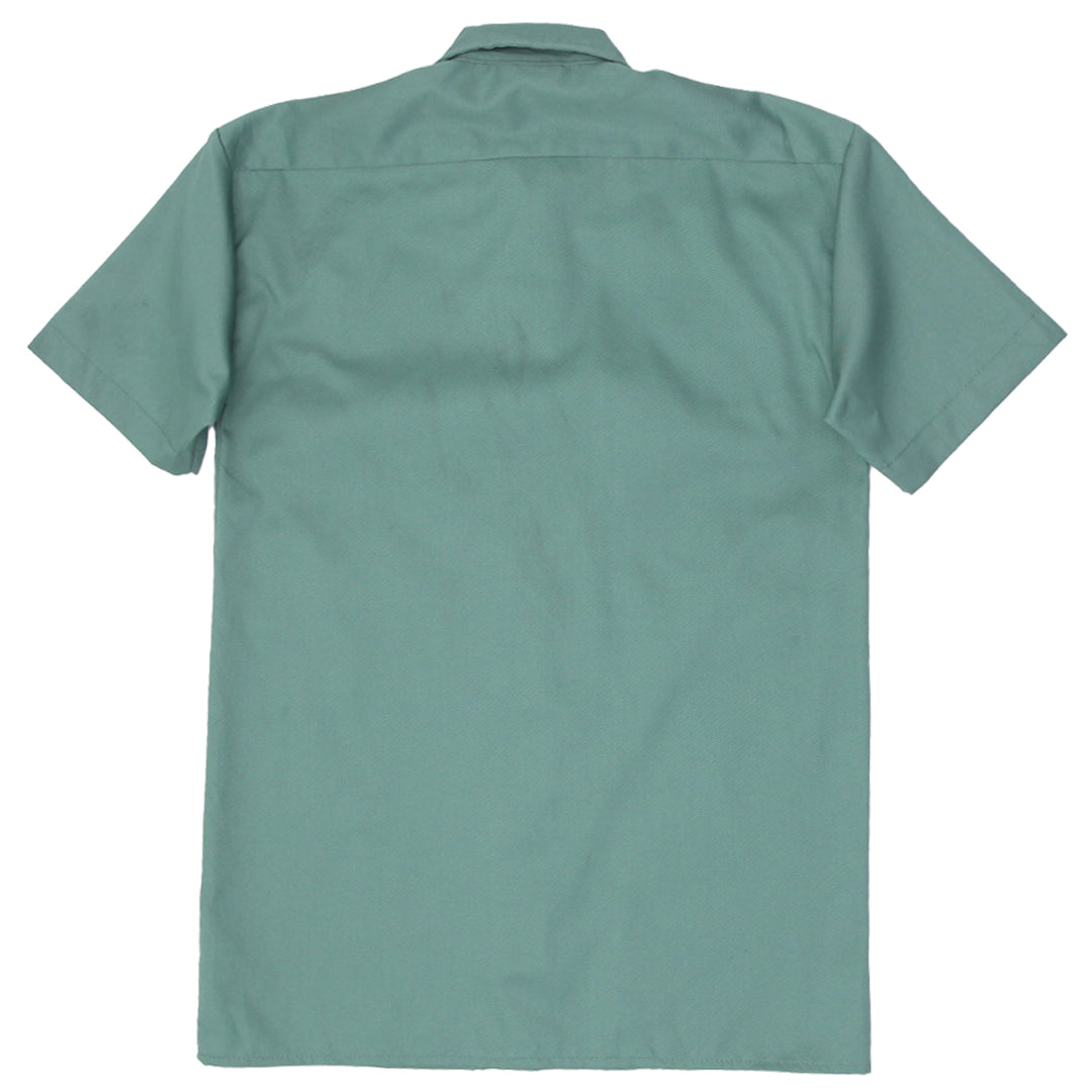 Mens Dickies Work Shirt Green Short Sleeve Pockets Casual