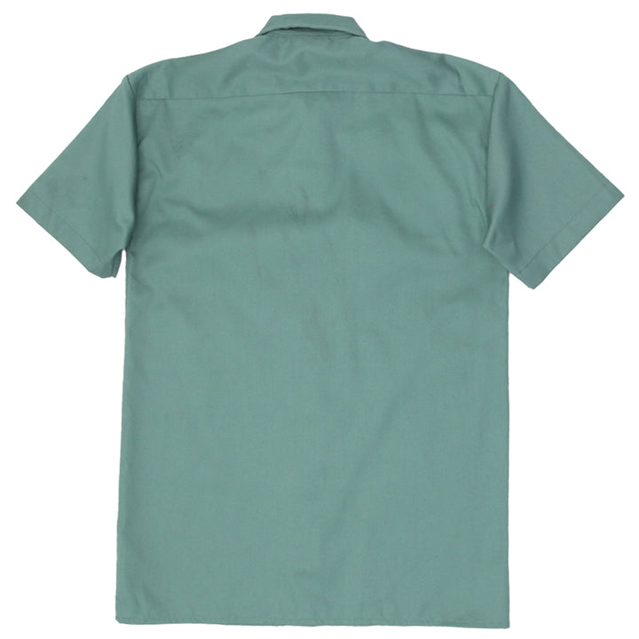 Mens Dickies Work Shirt Green Short Sleeve Pockets Casual