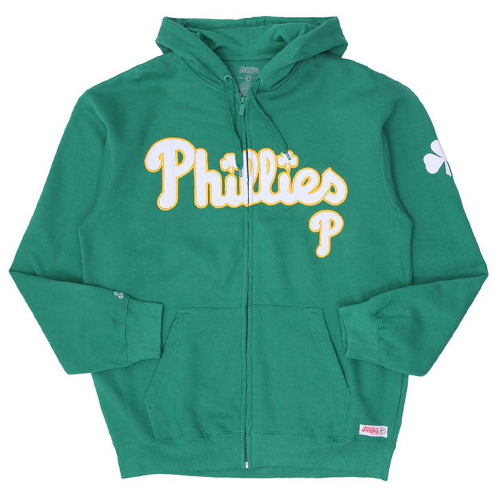 Mens Stitches Phillies Green Zip Up Hoodie