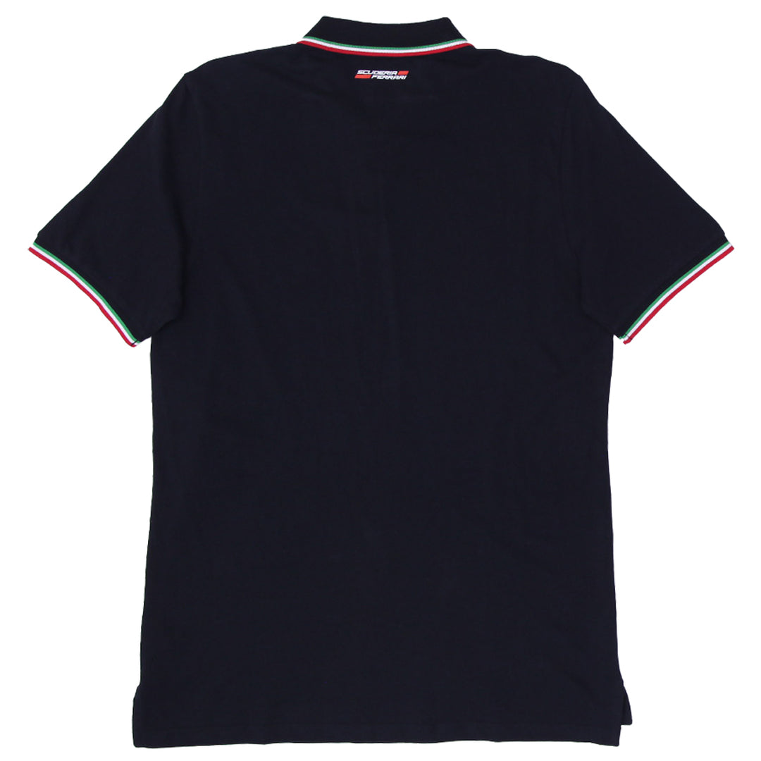 Mens Ferrari Logo Black Polo T-Shirt