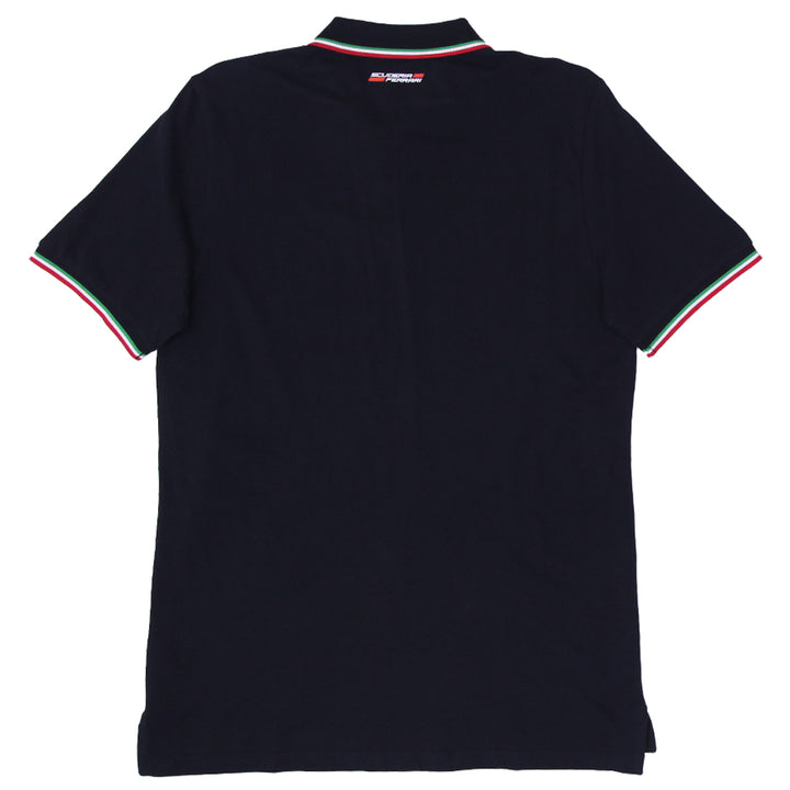 Mens Ferrari Logo Black Polo T-Shirt