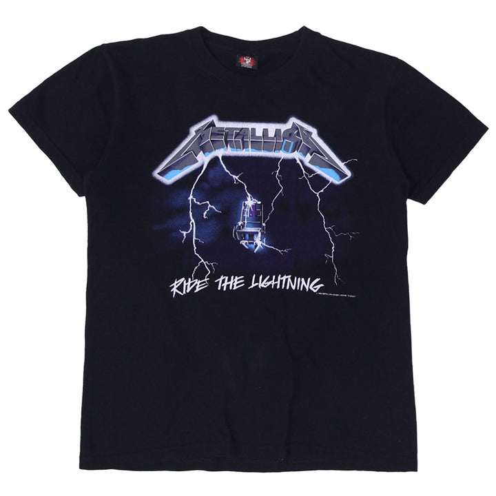 Mens Metallica Ride the Lightning Black Graphic T-Shirt Lightning Bolt Band