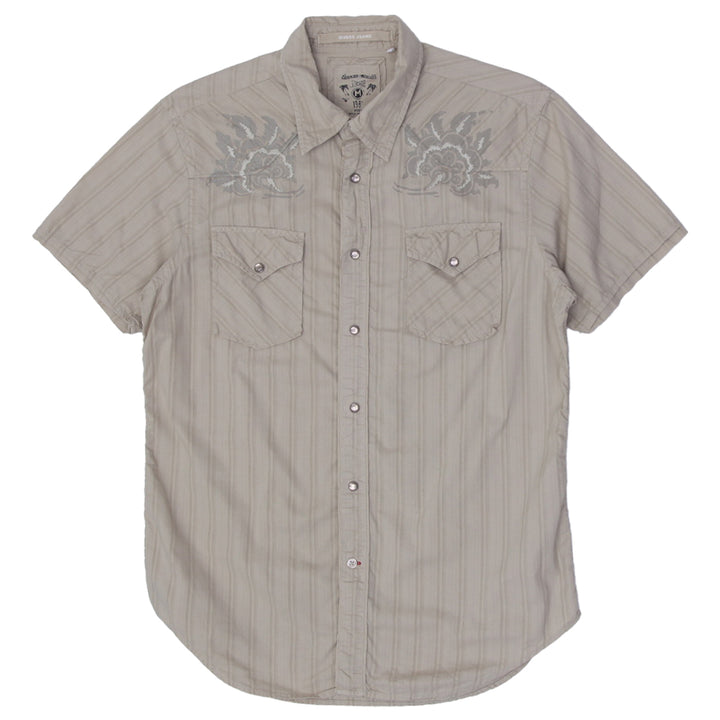 Mens Guess Jeans Vintage Full Button Short Sleeve Pocket Shirt
