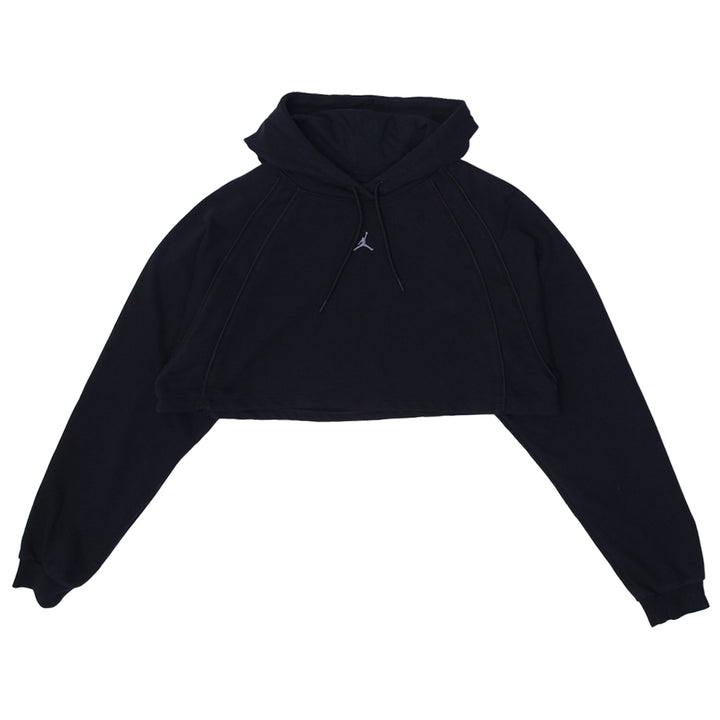 Ladies Air Jordan Loose Fit Cropped Black Pullover Hoodie