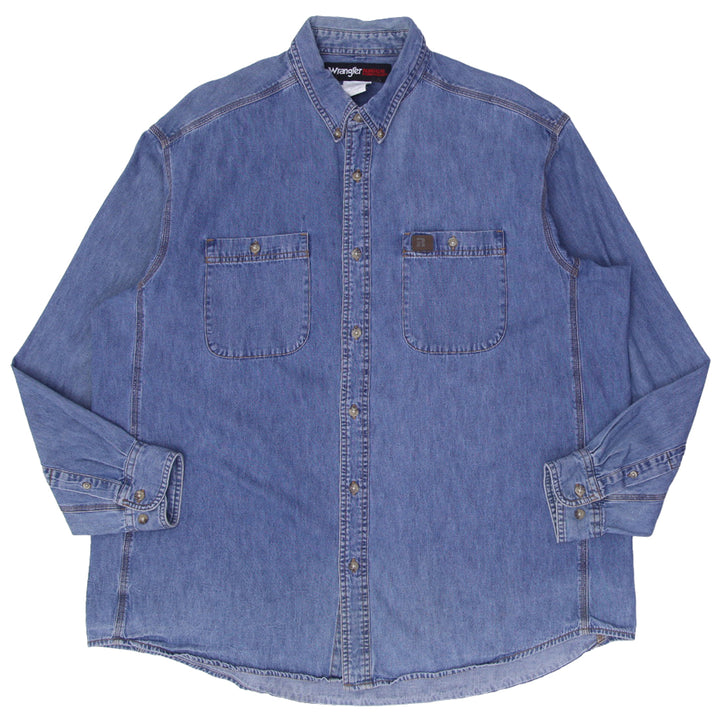 Mens Wrangler Riggs Workwear Button Denim Shirt