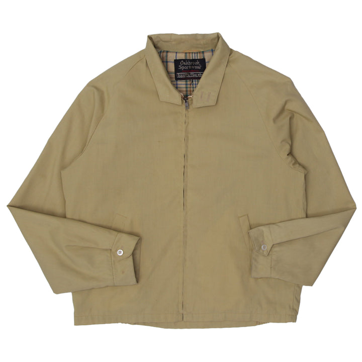 Vintage Mens Oakbrook Sportswear Beige Jacket Full Zip Plaid Lining | Migration_Jacket | Fashion Rerun