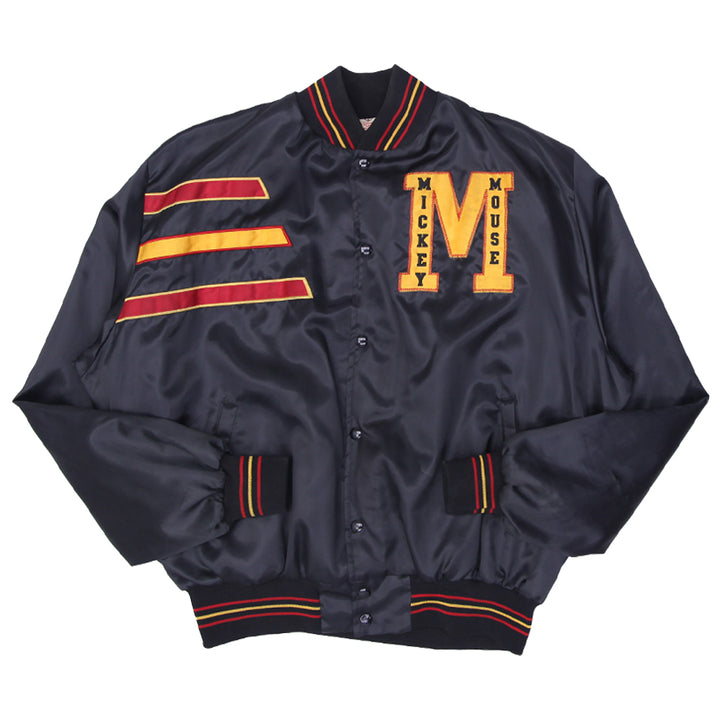 Vintage Mens Disney Mickey Mouse Varsity Jacket Black Embroidered | Migration_Jacket MJ DROP | Fashion Rerun