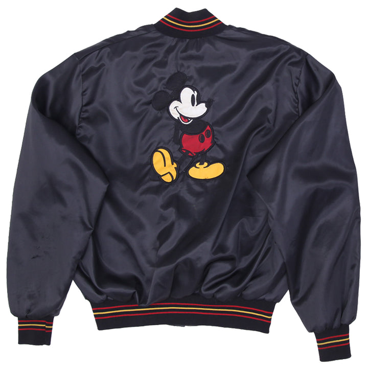 Vintage Mens Disney Mickey Mouse Varsity Jacket Black Embroidered | Migration_Jacket MJ DROP - Side View | Fashion Rerun
