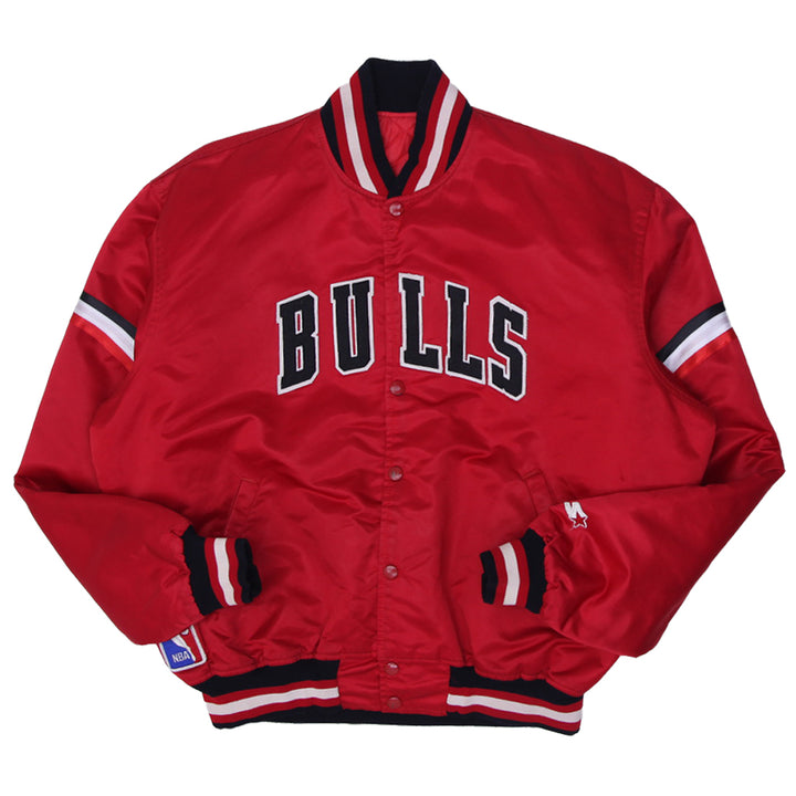 Vintage 80s Starter NBA CHICAGO BULLS Nylon Button-Down XL Jacket