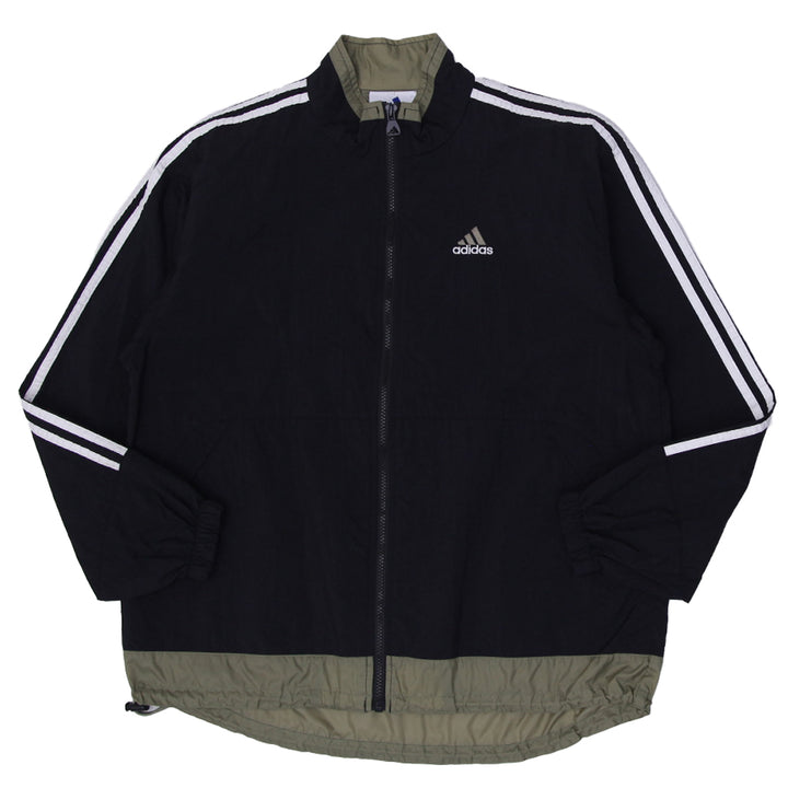 Vintage Mens Adidas Track Jacket Black Full Zip Logo Activewear