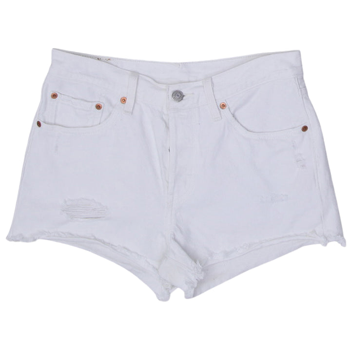 Ladies Levis 501 Button Ripped Denim Shorts