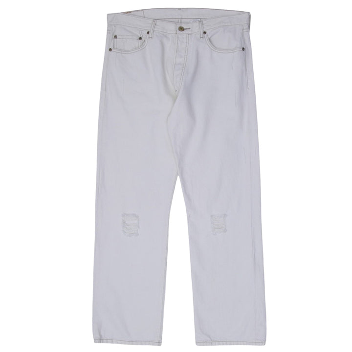 Mens Levis 501 Button Fly Ripped Jeans
