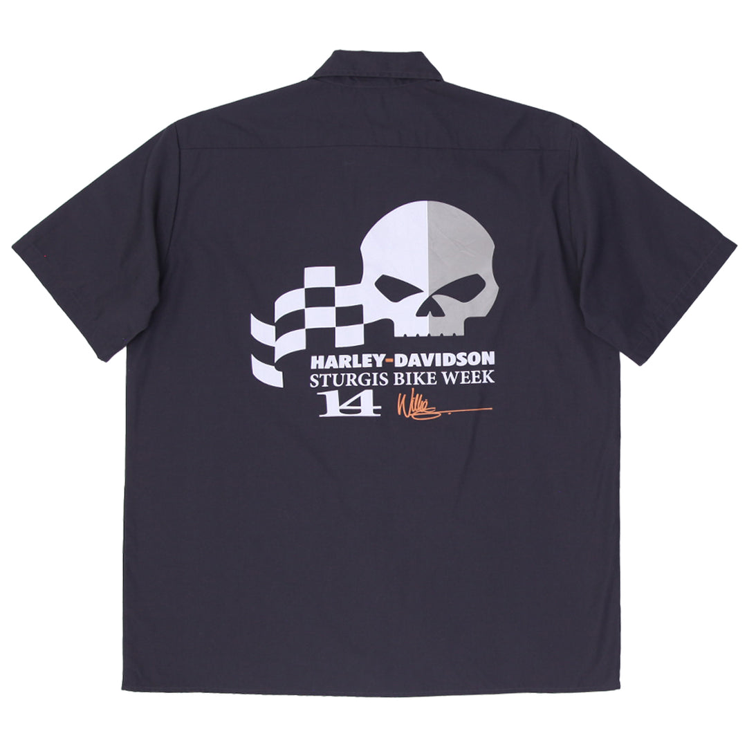 Mens Harley Davidson Sturgis Bike Week Button Short Sleeve Shirt