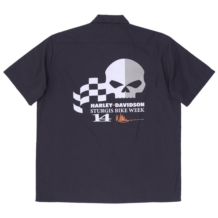 Mens Harley Davidson Sturgis Bike Week Button Short Sleeve Shirt