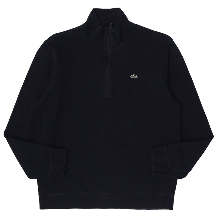 Mens Lacoste Sweatshirt Black 1/4 Zip Pullover Logo