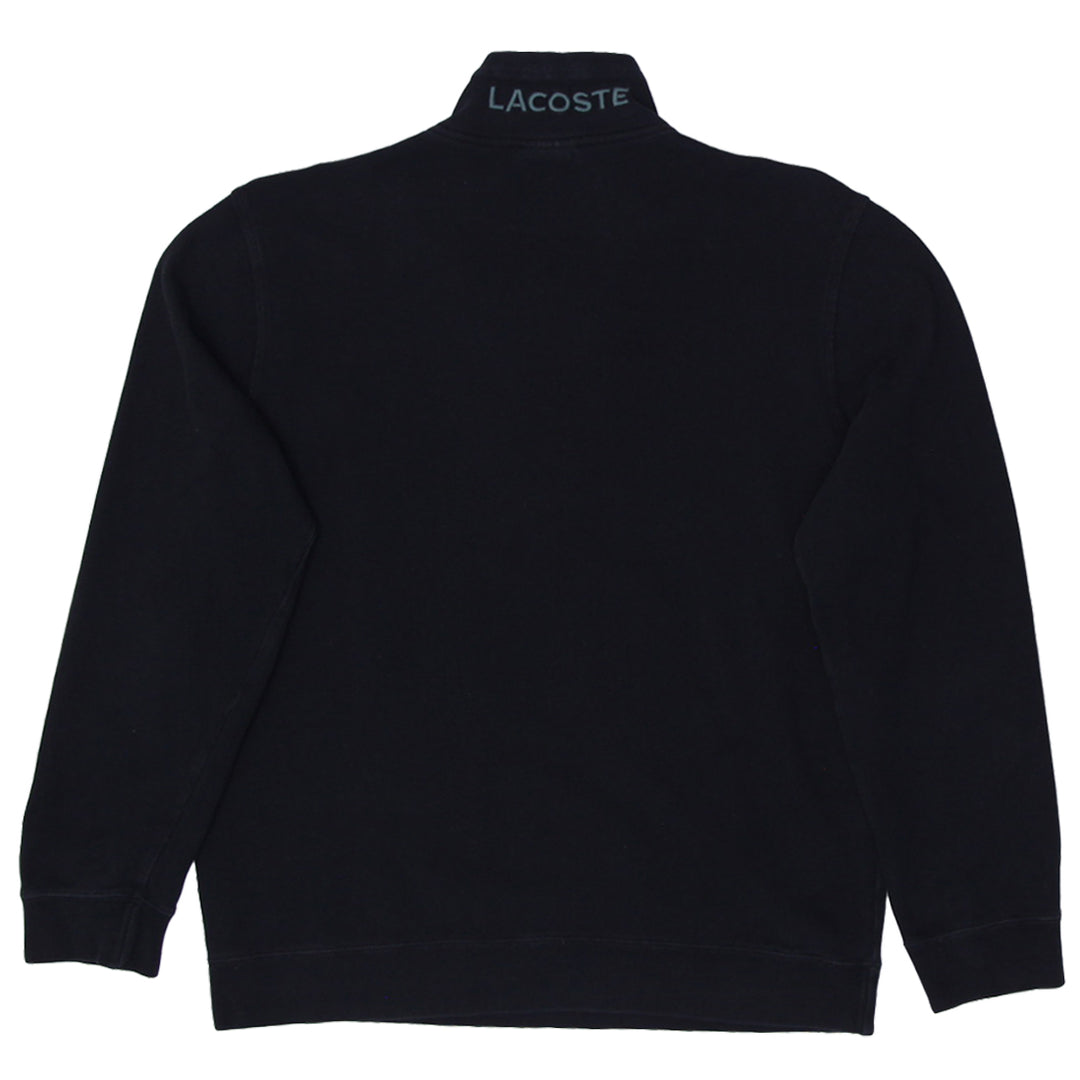 Mens Lacoste Sweatshirt Black 1/4 Zip Pullover Logo