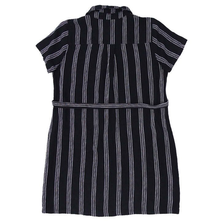 Ladies Violets & Roses Linen Rayon Belted Button Mini Collar Dress